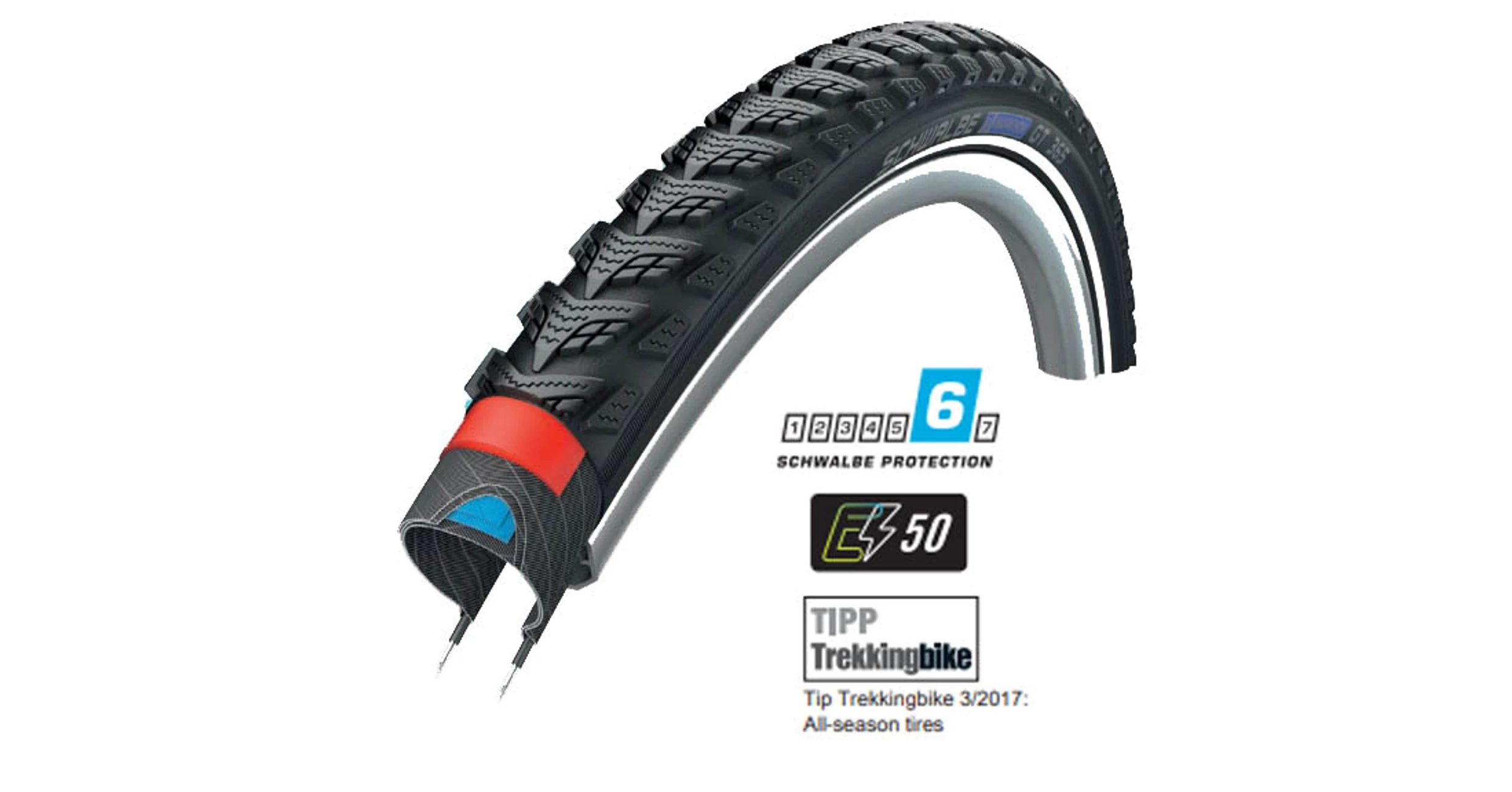 Schwalbe Marathon GT 365 Fahrradreifen 37-622 (28x1,4') – Ganzjahresreifen Mit DualGuard