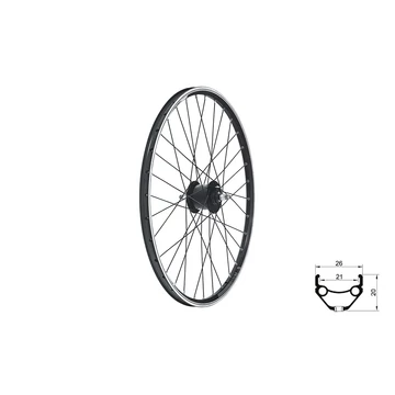 Fűzött első kerék KLS DRAFT Dynamo V-brake, 26&quot;, black