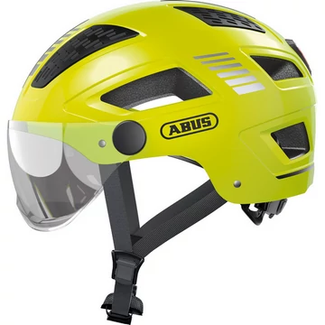 ABUS kerékpáros városi sisak Hyban 2.0 ACE, ABS, beépített átlátszó szemüveggel, signal yellow, L (56-61 cm)