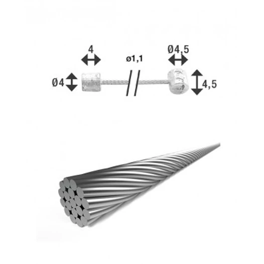 Bowden váltó 19szálas rozsdam.1,25x2250mm 4x4 és 4,5x4,5 niplivel SH-X15