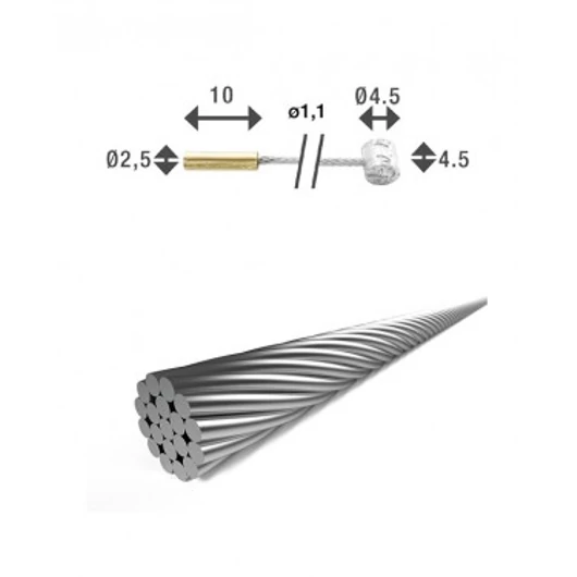 Bowden váltó 19 szálas1,1x2250mm 2 niplivel (2,5x10/4,5x4,5) SH-X18