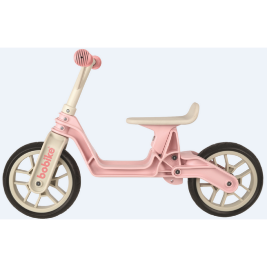 Bobike futókerékpár, összehajtható, könnyű műanyag, teli kerekes, 3 magasságban állítható (32-35 cm), pink/krém